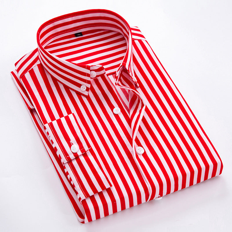 Herren nan gestreiftes Businesshemd mit Button-Down-Kragen und taillierter Silhouette EB