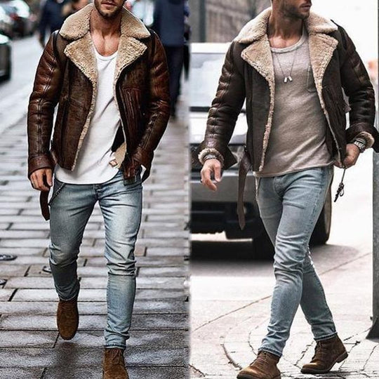 Herren Jacke mit kragenförmigem Teddyfutter EB