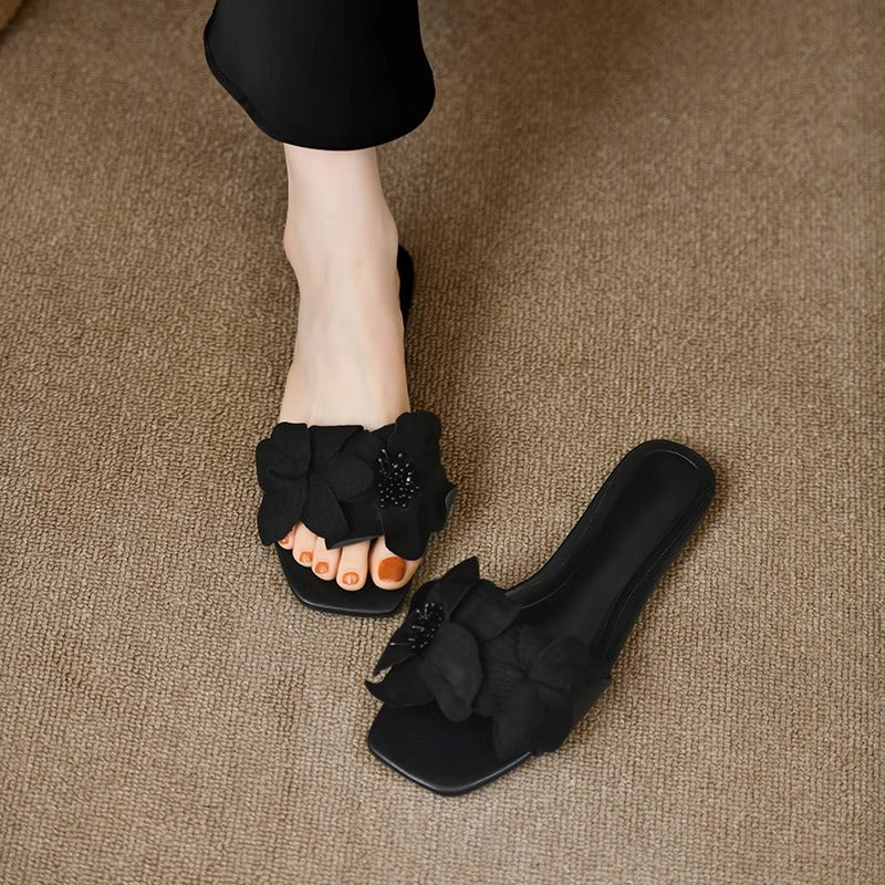 Damen modische Sandalen mit Blumenapplikation EB