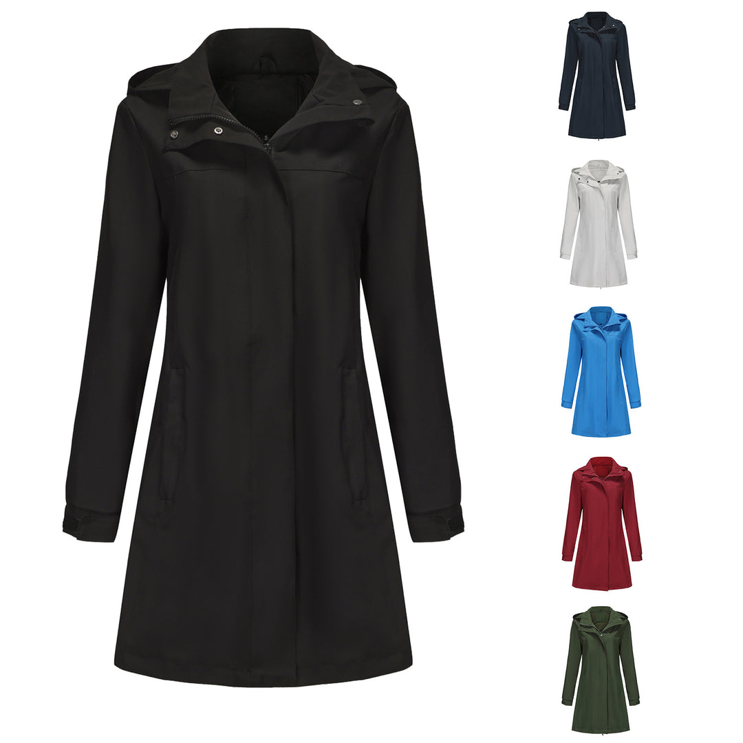 Damen funktionale Übergangsjacke mit verstellbarem Kapuzenkragen und praktischen Taschen EB