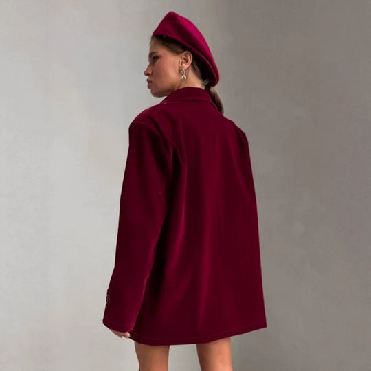 Damen Veloursjacke im modernen Oversized-Stil mit praktischen Taschen EB