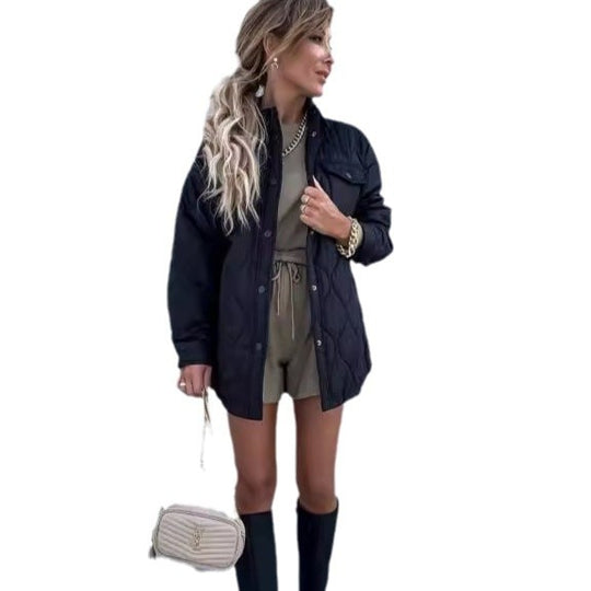 Damen gesteppte Übergangsjacke mit praktischen Taschen EB
