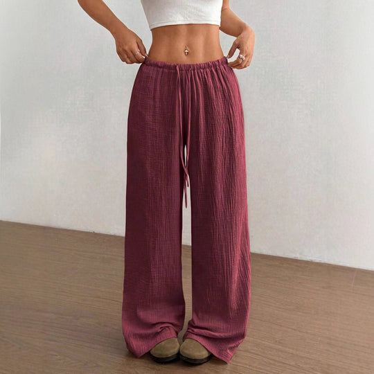 Damen Weite Sommerhose mit elastischem Bund und lockerem Schnitt EB