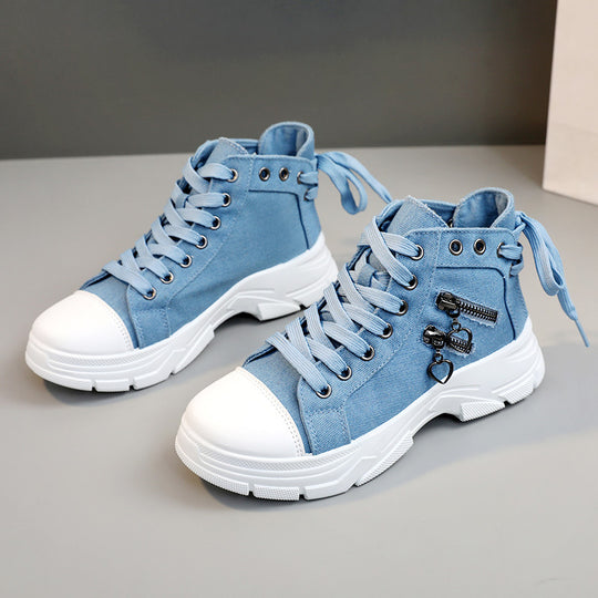 Damen modische High-Top Sneakers mit Reißverschluss und robustem Profil EB