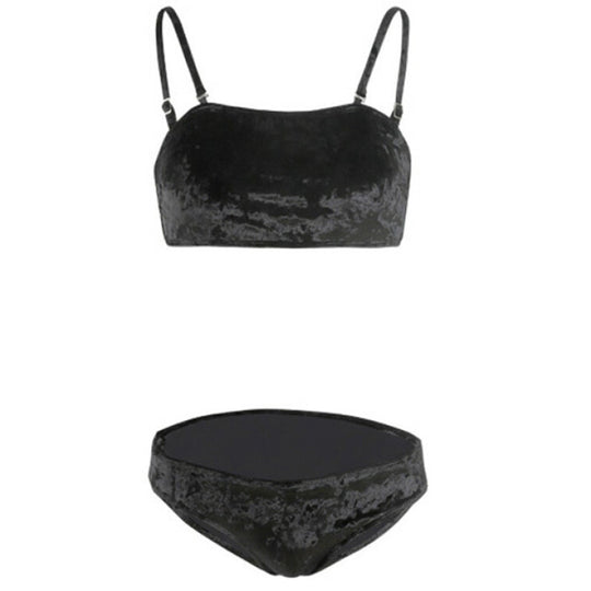 Damen Bikini-Set mit luxuriösem Samt-Design und verstellbaren Trägern EB