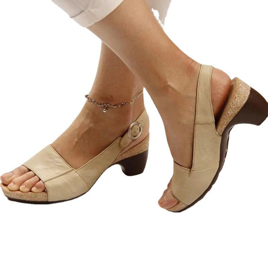 Damen Slingback-Sandalen mit anatomischem Fußbett und modischem Korkelement EB
