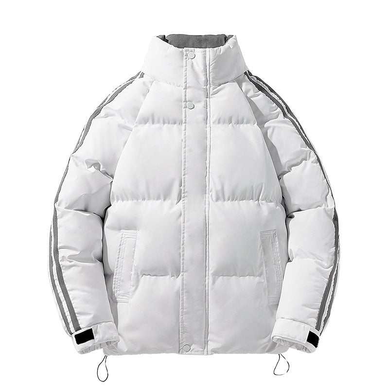Herren sportlicher Stepp-Winterblouson mit hohem Stehkragen, Ärmelstreifen und verstellbarem Saum EB