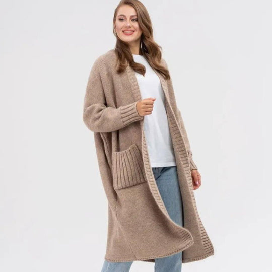 Damen Gemütlicher Strickmantel mit großen Taschen und oversized Schnitt EB