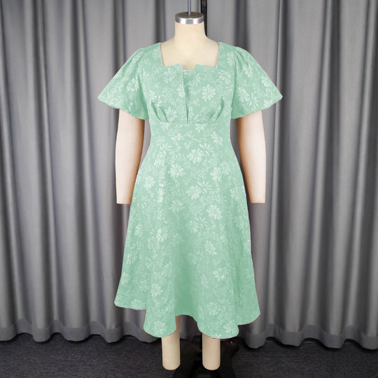 Damen Midikleid mit schwingendem Rock und floralen Mustern EB