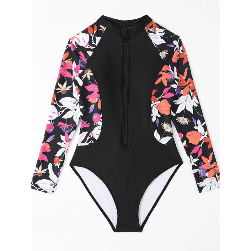 Damen Surfanzug mit floralem Farbdesign und sportlichem Reißverschluss EB
