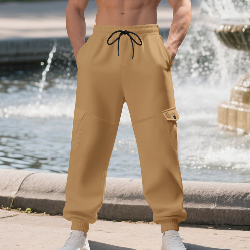 Herren Sportliche Cargo-Jogginghose mit Taschen und elastischem Bund EB