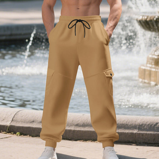 Herren Sportliche Cargo-Jogginghose mit Taschen und elastischem Bund EB