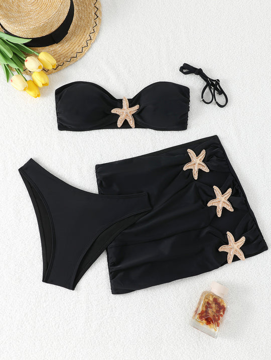 Damen Bikiniset mit Raffung und Muschel-Applikationen EB