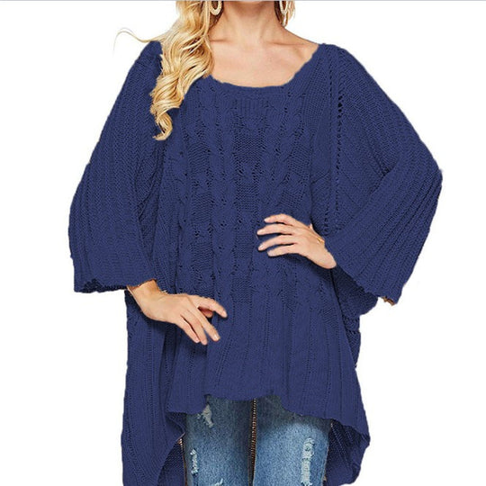 Damen Grobstrick-Poncho mit innovativem Schnitt und lässiger Silhouette EB
