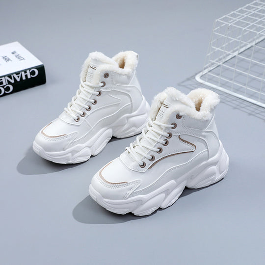 Damen warme High-Top Sneakers mit kuscheligem Innenfutter und robustem Sohlenprofil EB