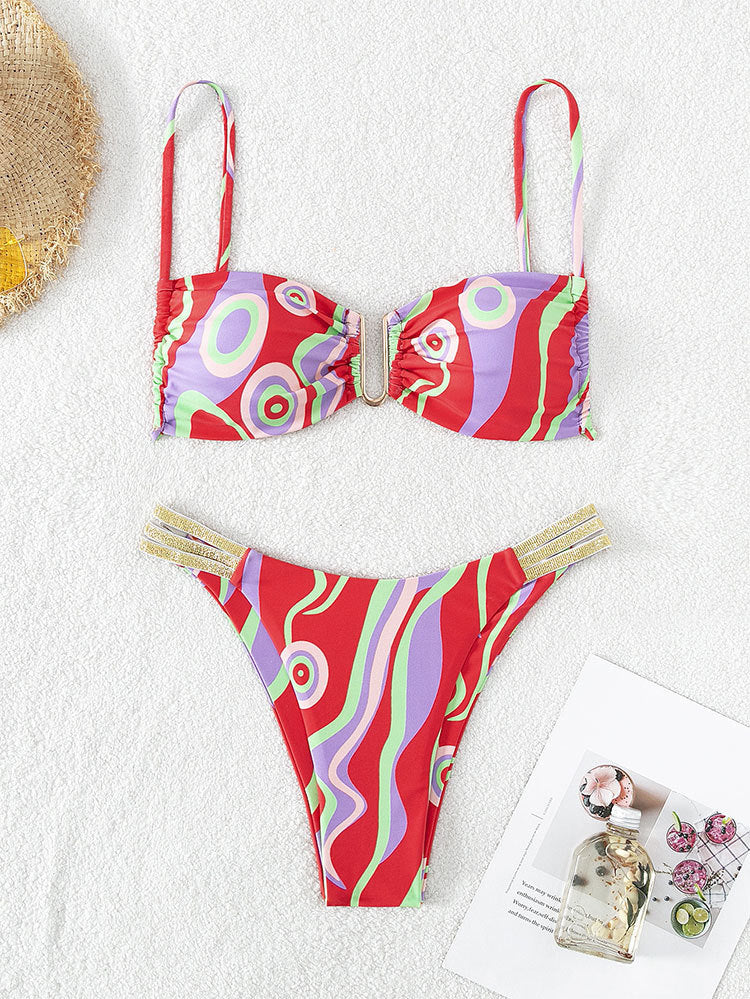 Damen Bikini mit auffälligem Wellendesign EB
