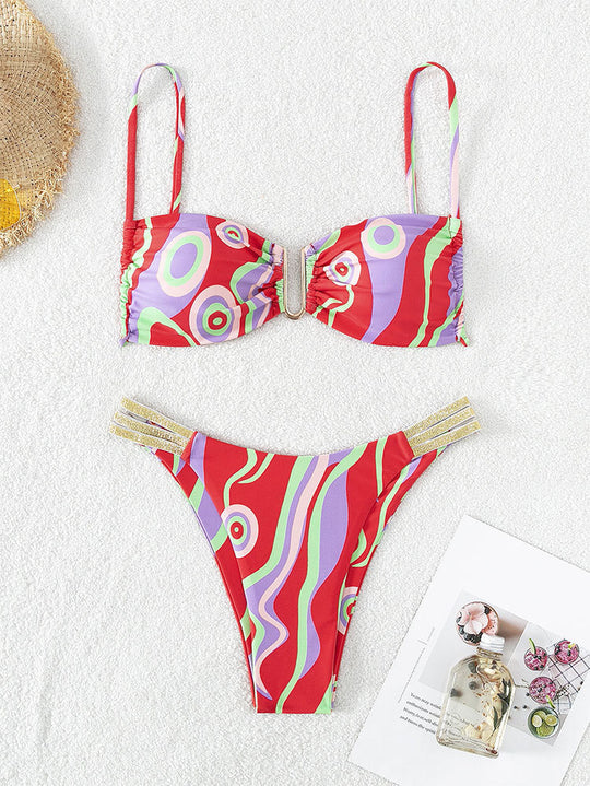Damen Bikini mit auffälligem Wellendesign EB
