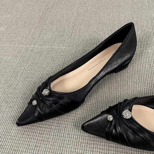 Damen elegante spitze Ballerinas mit kunstvollem Schleifenakzent EB