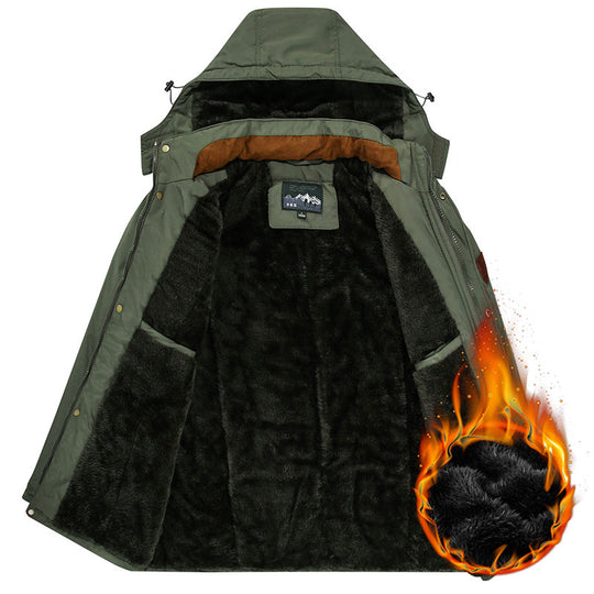 Herren nan isolierte Kapuzenparka mit Sherpa-Innenfutter, winddichter Front und Multifunktions-Taschen EB