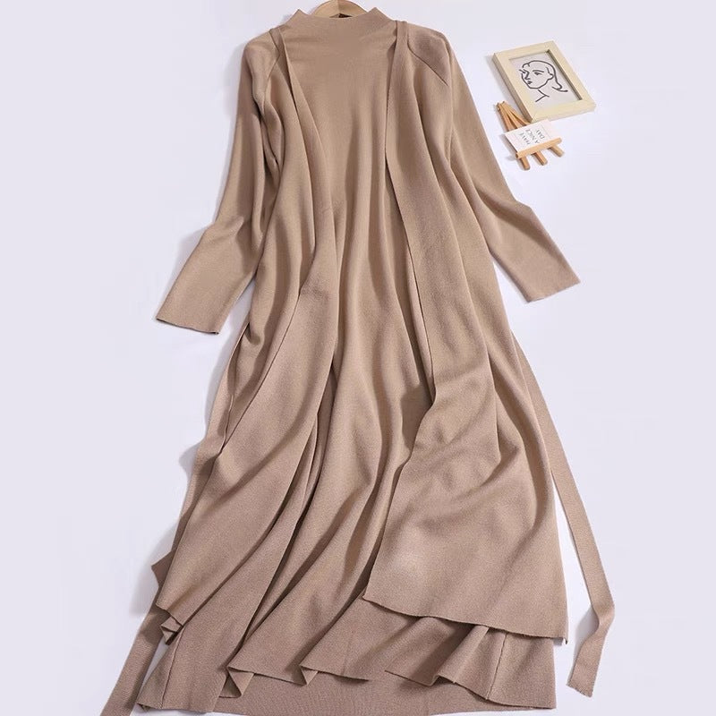 Damen eleganter Longmantel mit asymmetrischem Schnitt und hohem Kragen EB