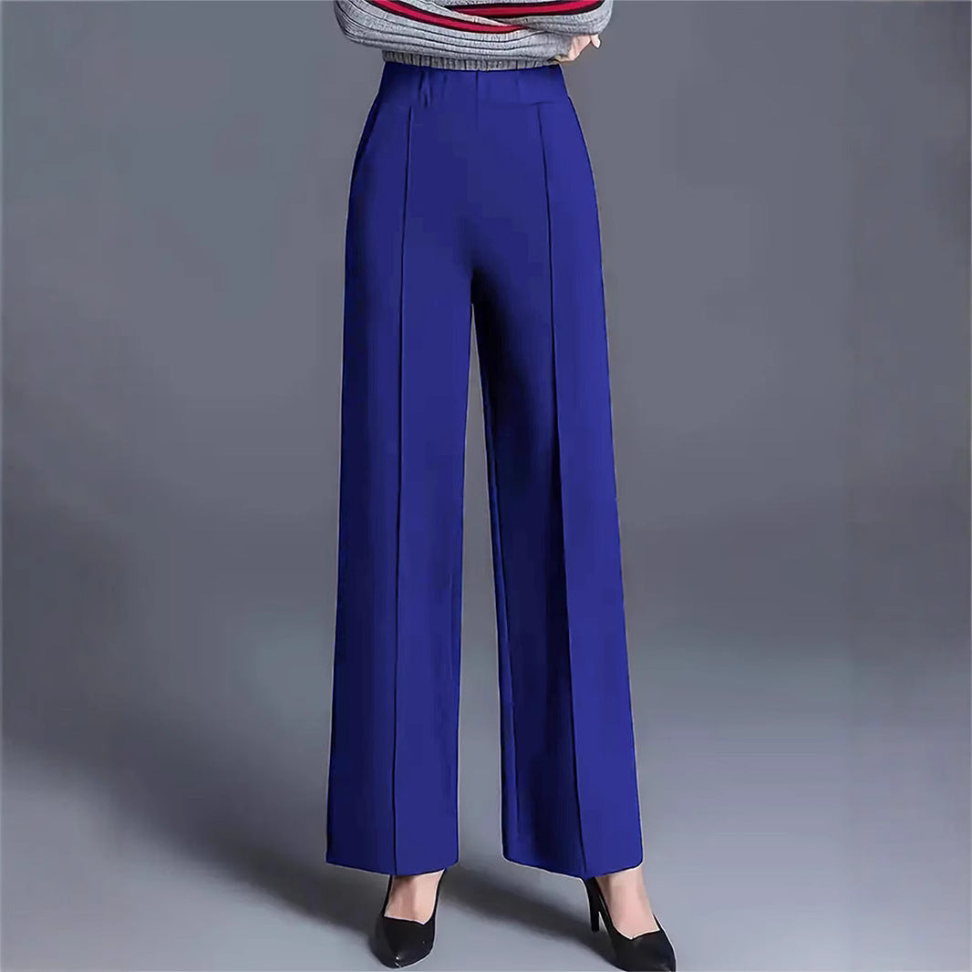 Damen Hochtaillierte Palazzo-Hose mit seitlichen Falten EB