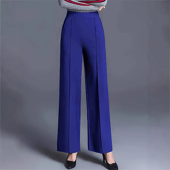Damen Hochtaillierte Palazzo-Hose mit seitlichen Falten EB