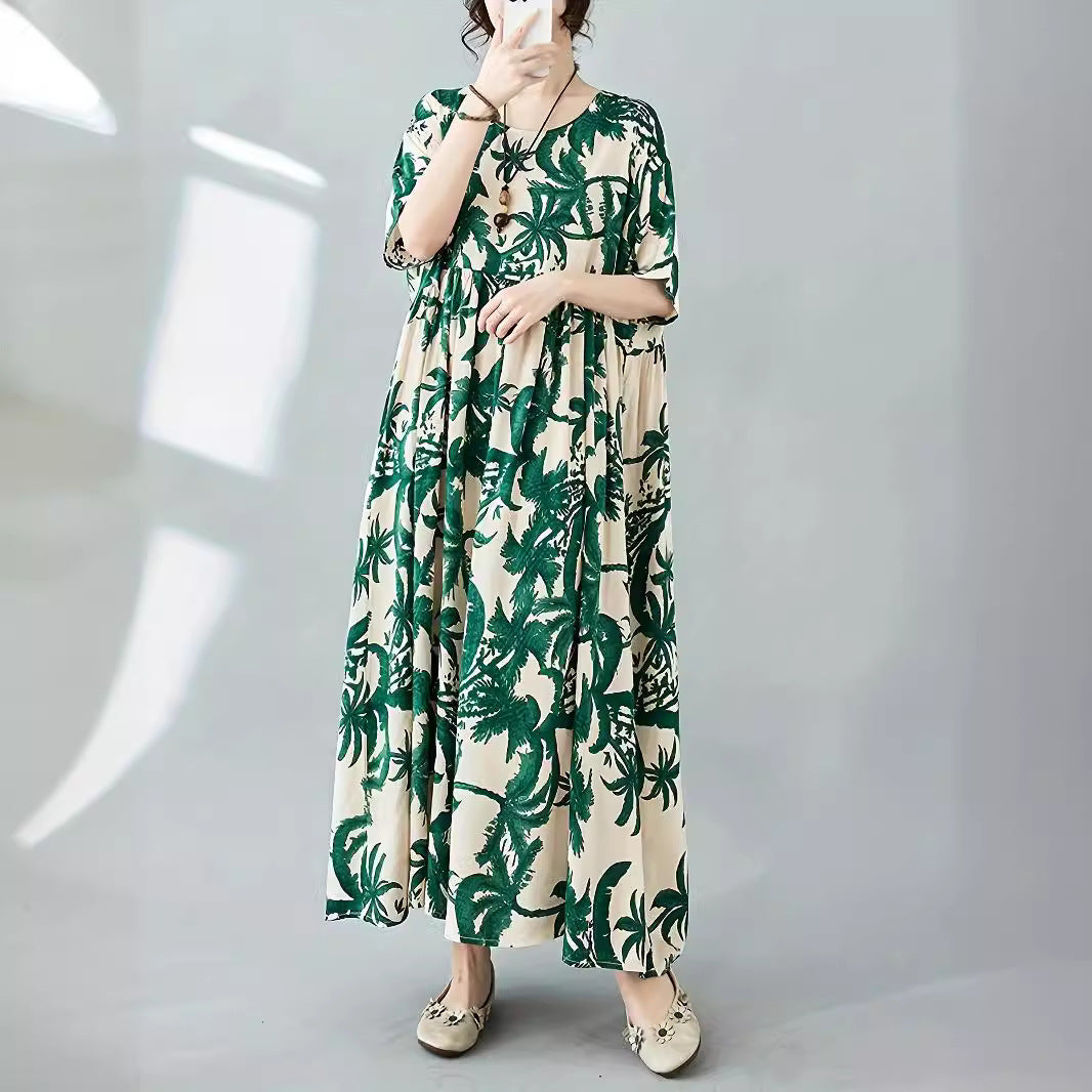 Damen Maxi-Kleid mit floralem Design und lässigem Schnitt EB