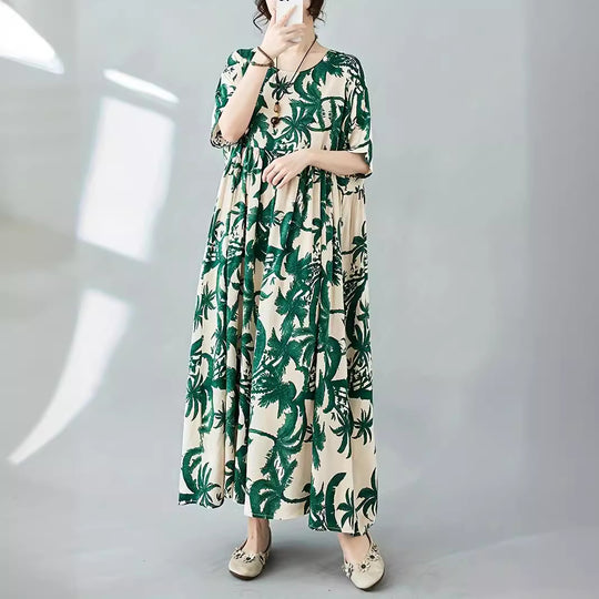 Damen Maxi-Kleid mit floralem Design und lässigem Schnitt EB