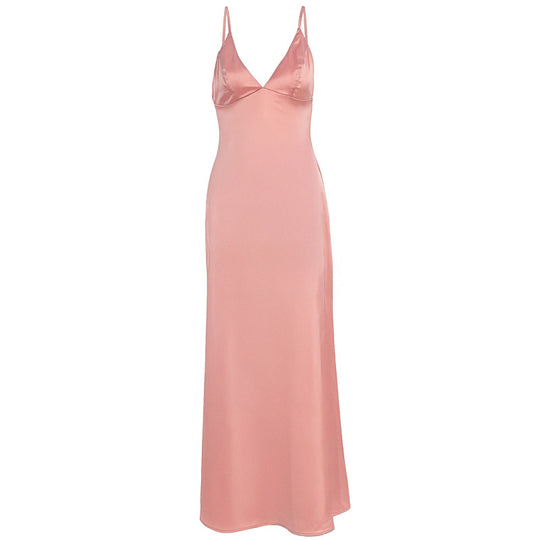 Damen Maxikleid mit raffinierten Trägern und elegantem V-Ausschnitt EB