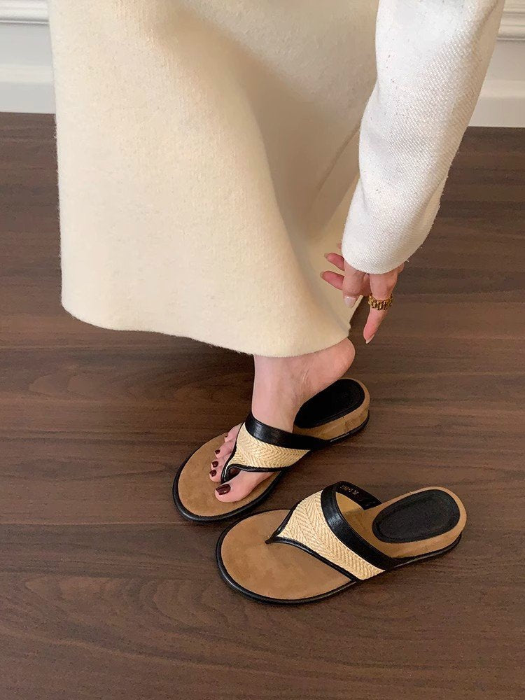 Damen elegante Riemchen-Pantoletten mit gewebtem Detail und komfortablem Fußbett EB