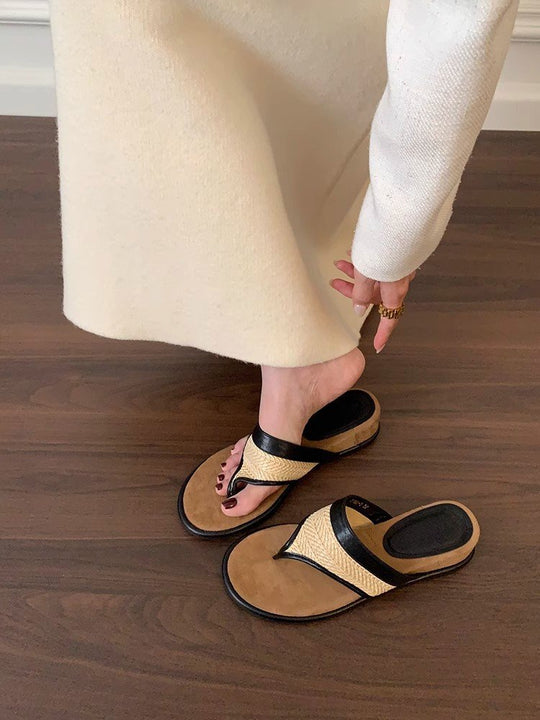 Damen elegante Riemchen-Pantoletten mit gewebtem Detail und komfortablem Fußbett EB