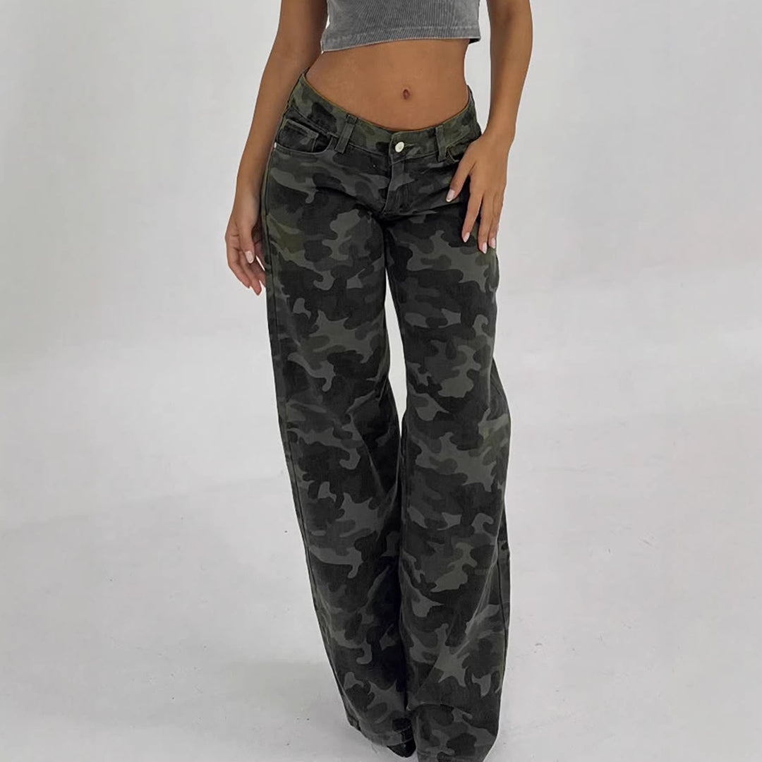 Damen Relaxed Fit Cargohose mit modischem Camouflage-Muster EB