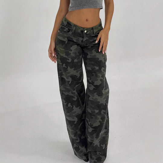 Damen Relaxed Fit Cargohose mit modischem Camouflage-Muster EB