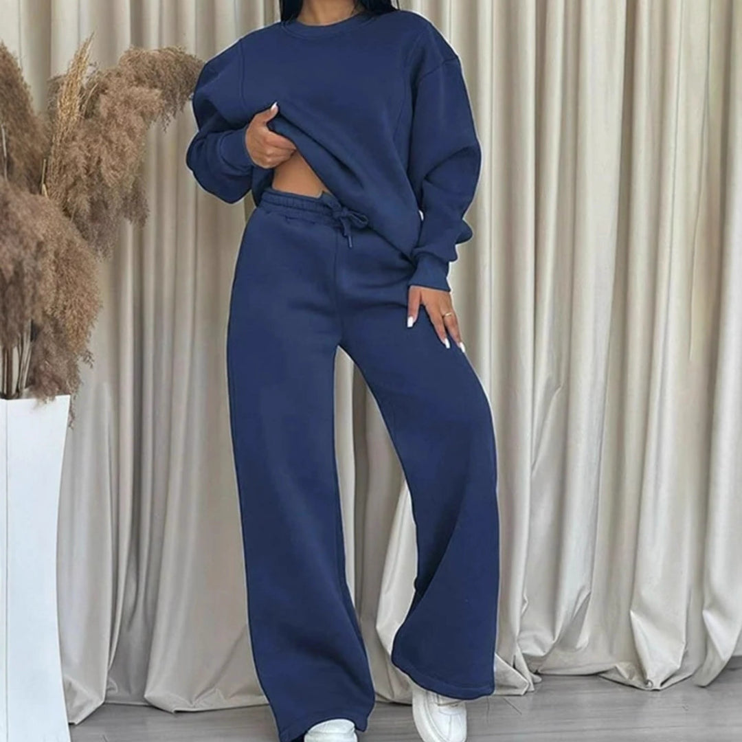 Damen nan lässiges Oversize Sweatshirt und weite Jogginghose Set EB