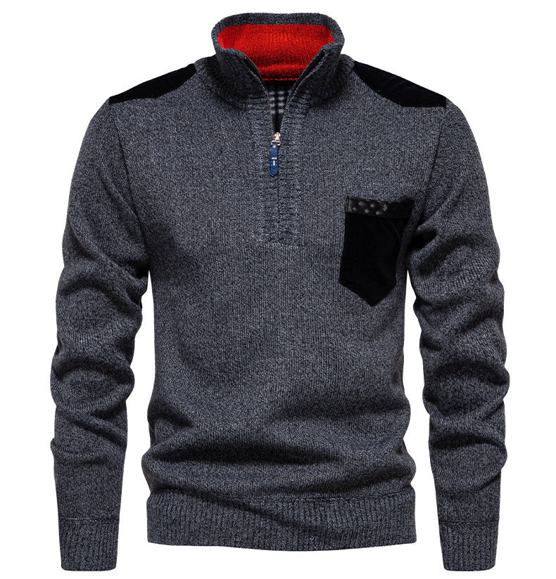 Herren Pullover mit halbhohem Kragen und modischen Akzenten EB