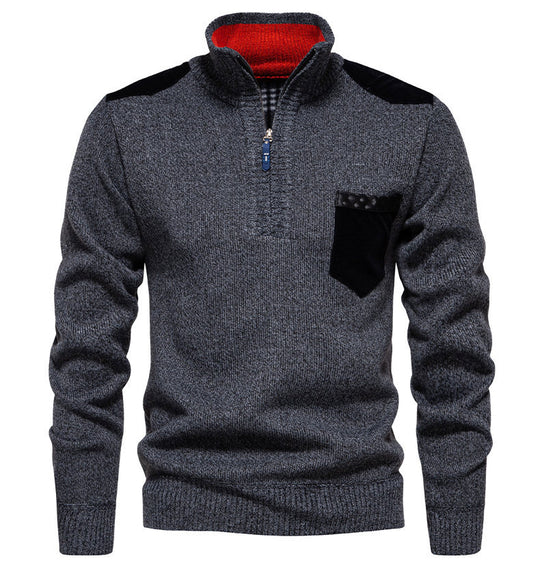 Herren Pullover mit halbhohem Kragen und modischen Akzenten EB