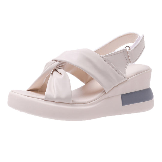 Damen Wedge-Sandalen mit modischem Knoten-Design und flexiblem Fußbett EB