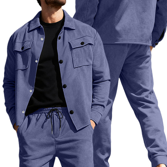 Herren nan Shirtjacke mit Pattentaschen und gerade geschnittene Chinohose EB