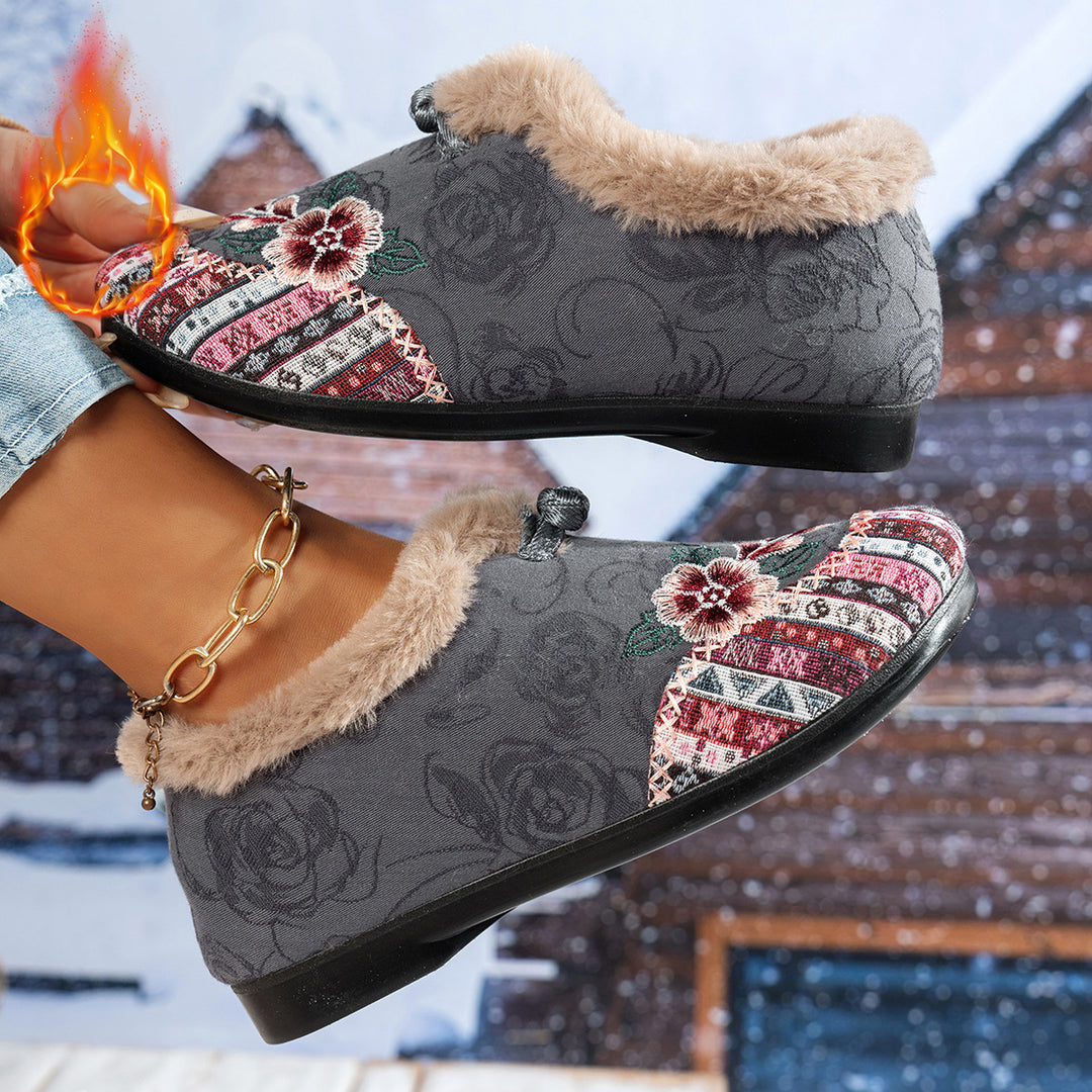 Damen Hausschuhe mit weichem Futter und modischem Flower-Design EB