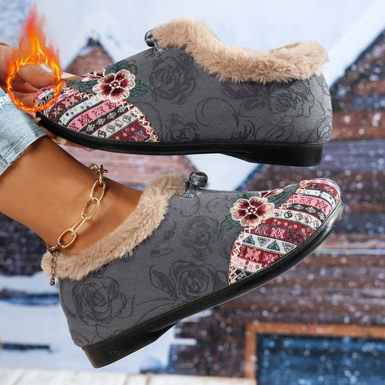 Damen Hausschuhe mit weichem Futter und modischem Flower-Design EB
