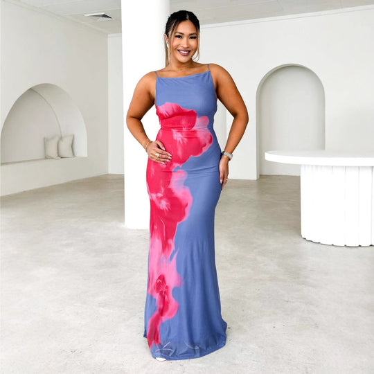 Damen Maxikleid mit schickem floralem Muster und elegantem Schnitt EB
