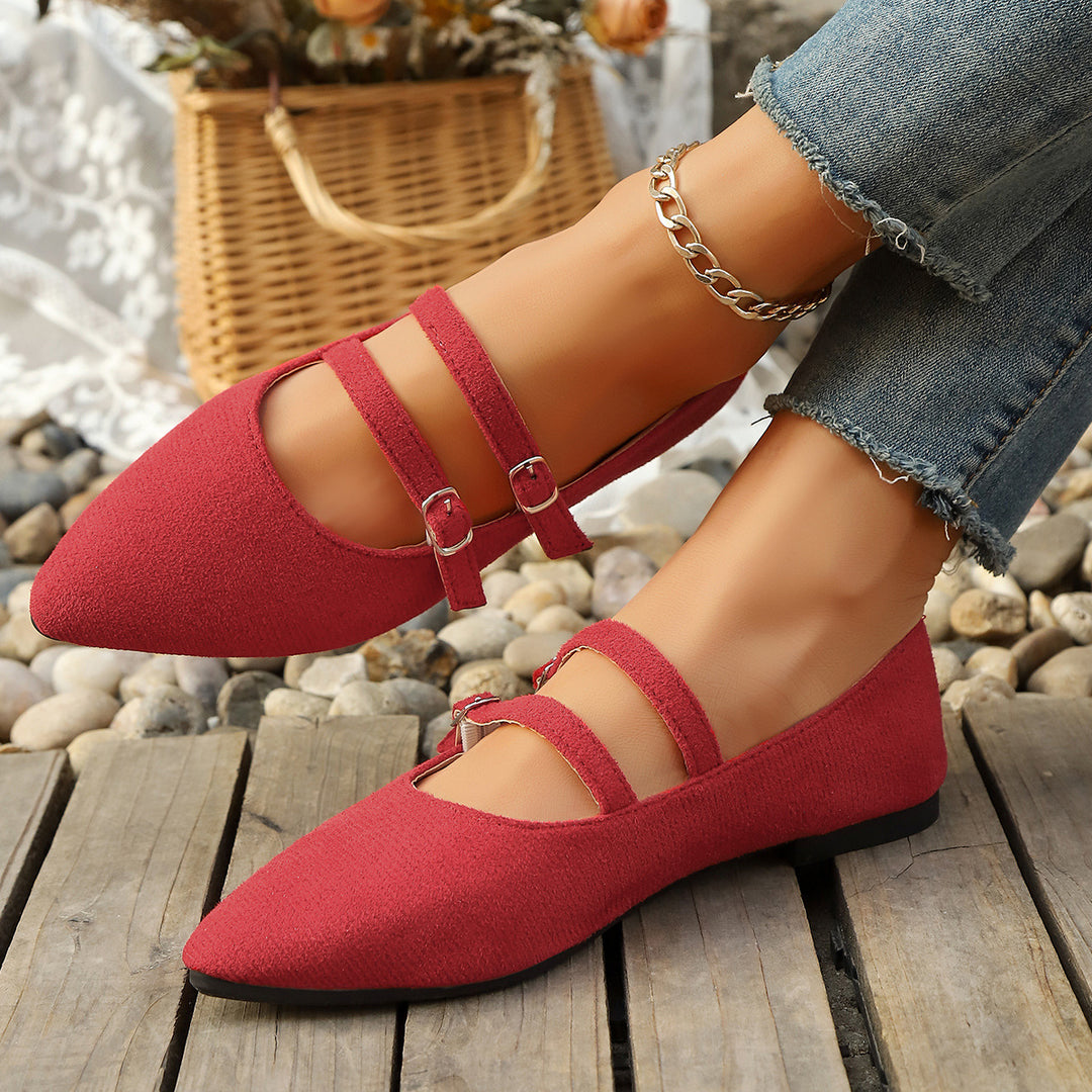 Damen Ballerinas mit verstellbaren Riemchen und elegantem Spitzendesign EB
