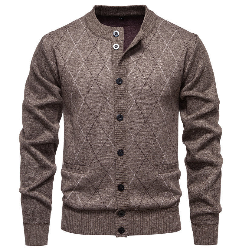 Herren stylische Strickjacke mit diamantförmigem Muster EB