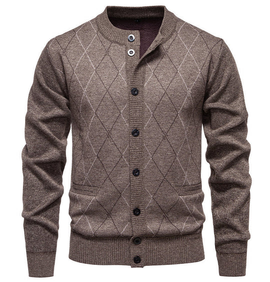 Herren stylische Strickjacke mit diamantförmigem Muster EB
