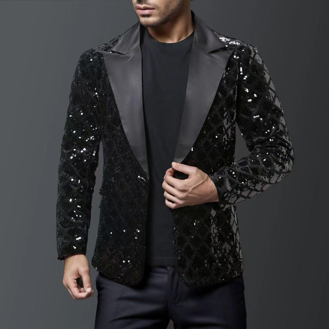 Herren glitzernder Smokingblazer mit luxuriösen Paillettenmustern EB