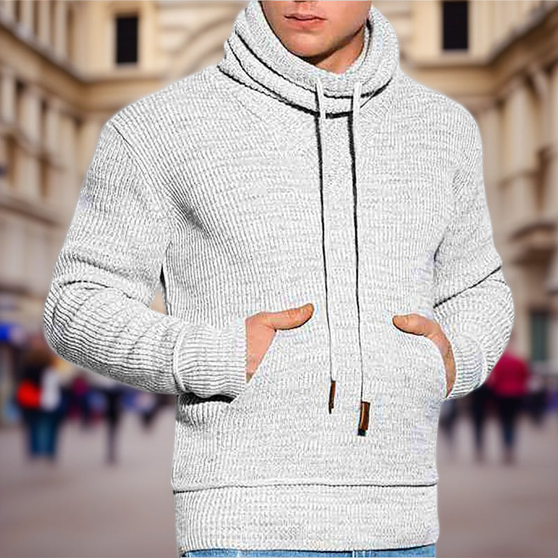 Herren Kapuzenpullover mit grobem Strickmuster und praktischen Kängurutaschen EB