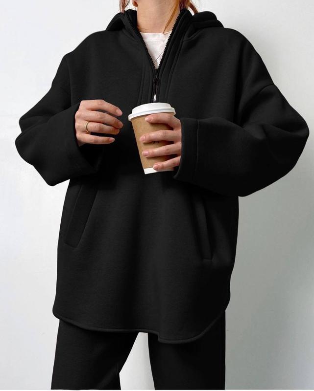 Damen lässiger Hoodie mit hochwertigem Reißverschluss und elastichem Bund EB