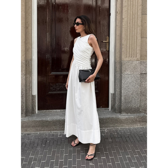 Damen Elegantes Maxikleid mit lässiger Passform und raffinierten Drapierungen EB