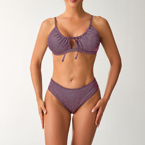 Damen Hochgeschnittener Bikini mit verspieltem Schlüssel-Ausschnitt EB