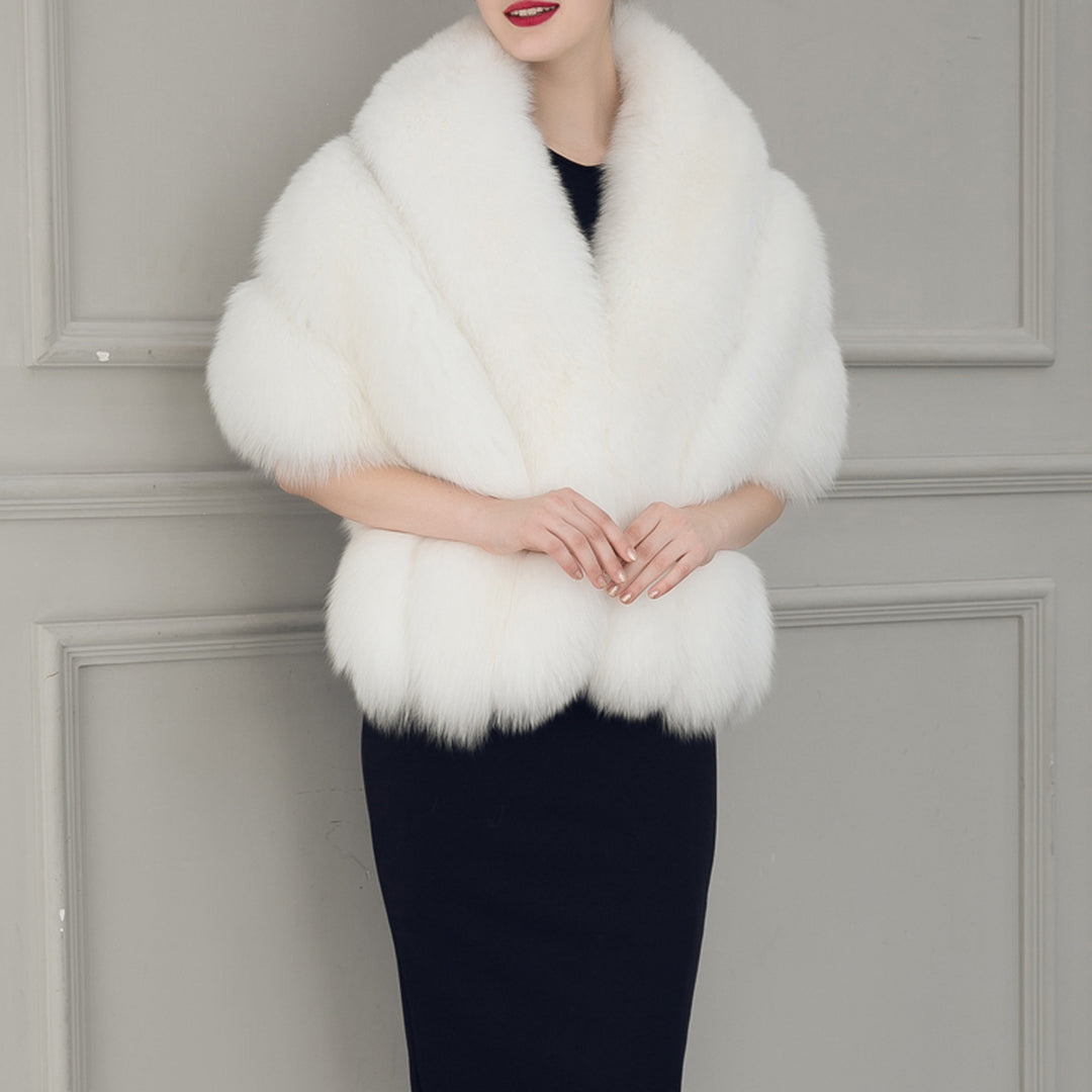 Damen luxuriöser Eleganter Kunstpelz-Cape EB
